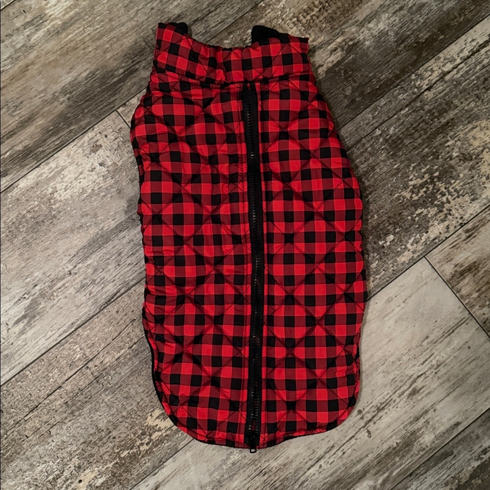 Red and Black Plaid Dog Coat
